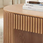 Table basse à piédestal ovale en bois moderne Manuel avec tiroir et relief fait main