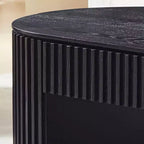 Table basse à piédestal ovale en bois moderne Manuel avec tiroir et relief fait main