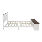 Lit Queen en pin de style campagnard Leonard avec banc de rangement et 2 grands tiroirs