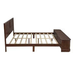 Lit Queen en pin de style campagnard Leonard avec banc de rangement et 2 grands tiroirs