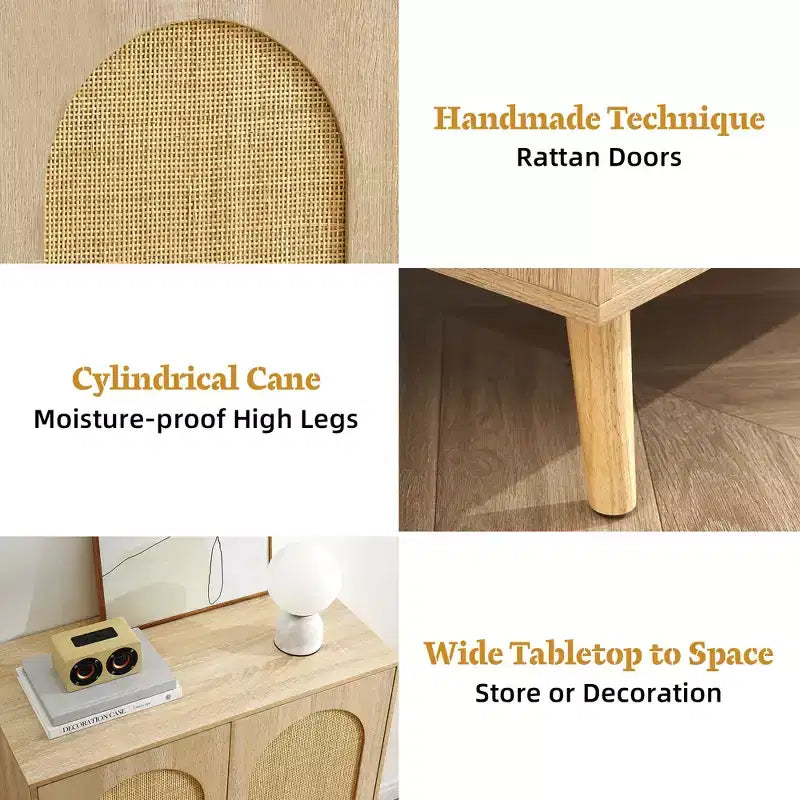 Meuble à chaussures en rotin naturel pour entrée, étagères réglables à 4 niveaux, buffet de rangement autoportant, peut contenir jusqu'à 20 paires, pour couloir, salon