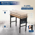 Établi en bois massif robuste de 122 cm avec prises de courant, capacité de 1 000 kg, hauteur réglable pour atelier, garage et usage commercial.