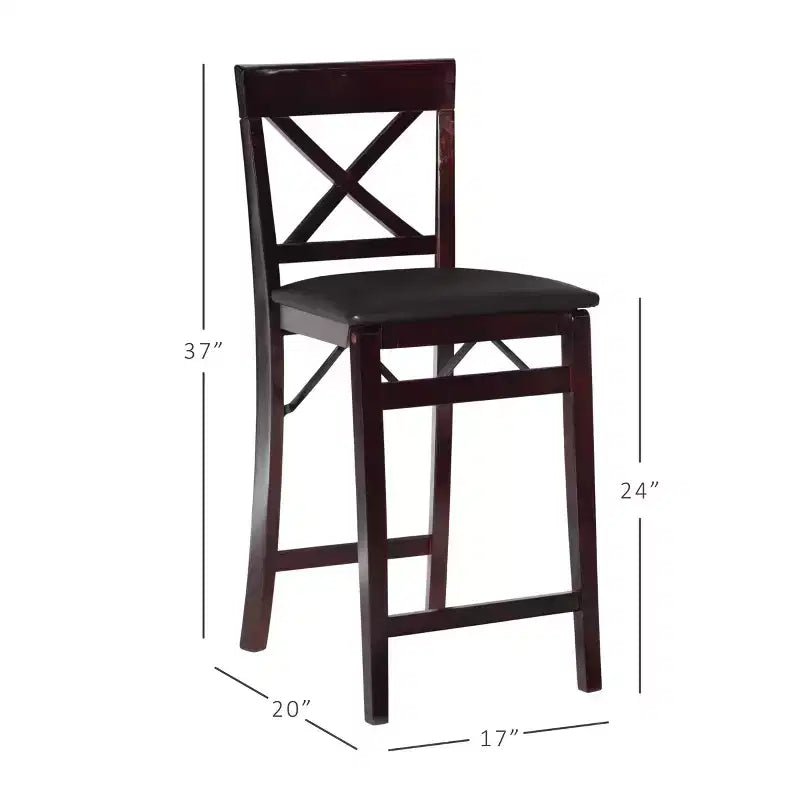Tabouret de bar pliant en similicuir Triena X avec dossier en hauteur de comptoir, expresso : Siège rembourré, hauteur 61 cm
