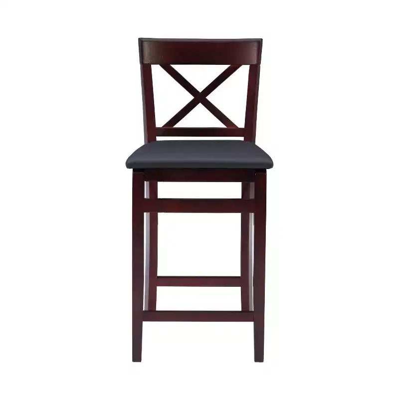 Tabouret de bar pliant en similicuir Triena X avec dossier en hauteur de comptoir, expresso : Siège rembourré, hauteur 61 cm
