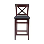Tabouret de bar pliant en similicuir Triena X avec dossier en hauteur de comptoir, expresso : Siège rembourré, hauteur 61 cm