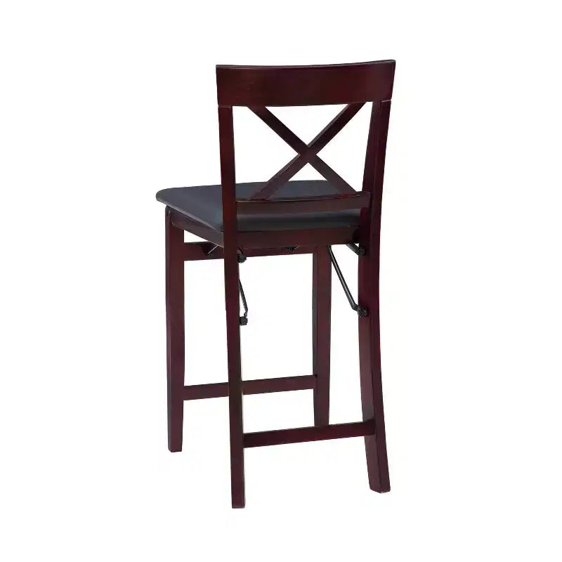 Tabouret de bar pliant en similicuir Triena X avec dossier en hauteur de comptoir, expresso : Siège rembourré, hauteur 61 cm