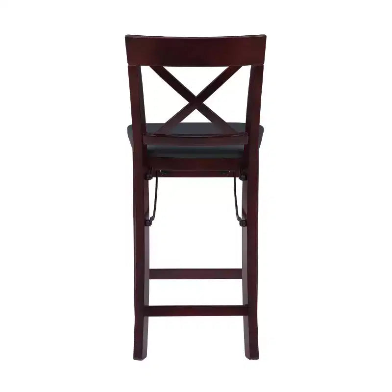 Tabouret de bar pliant en similicuir Triena X avec dossier en hauteur de comptoir, expresso : Siège rembourré, hauteur 61 cm