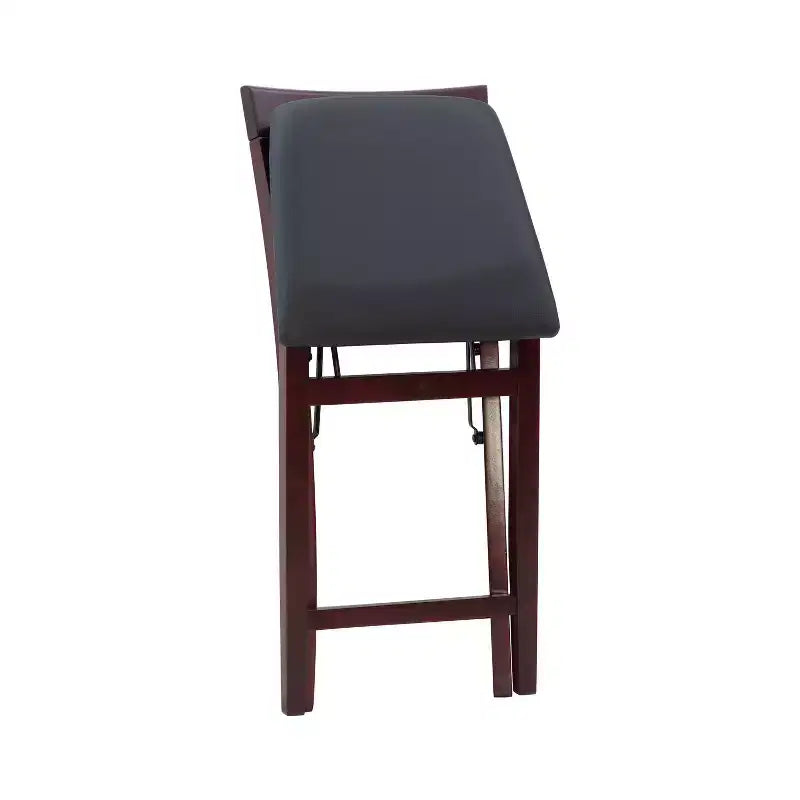 Tabouret de bar pliant en similicuir Triena X avec dossier en hauteur de comptoir, expresso : Siège rembourré, hauteur 61 cm