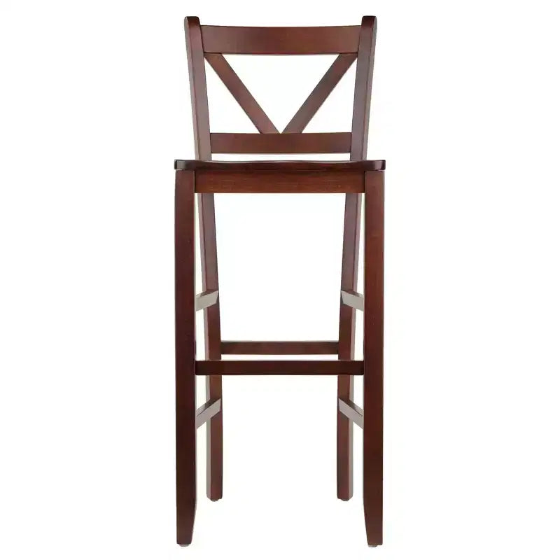 Victor V-Back Tabouret de bar 30 po bois/noyer, paquet de 2 : bois massif, dossier haut, non rembourré