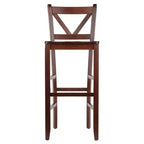 Victor V-Back Tabouret de bar 30 po bois/noyer, paquet de 2 : bois massif, dossier haut, non rembourré