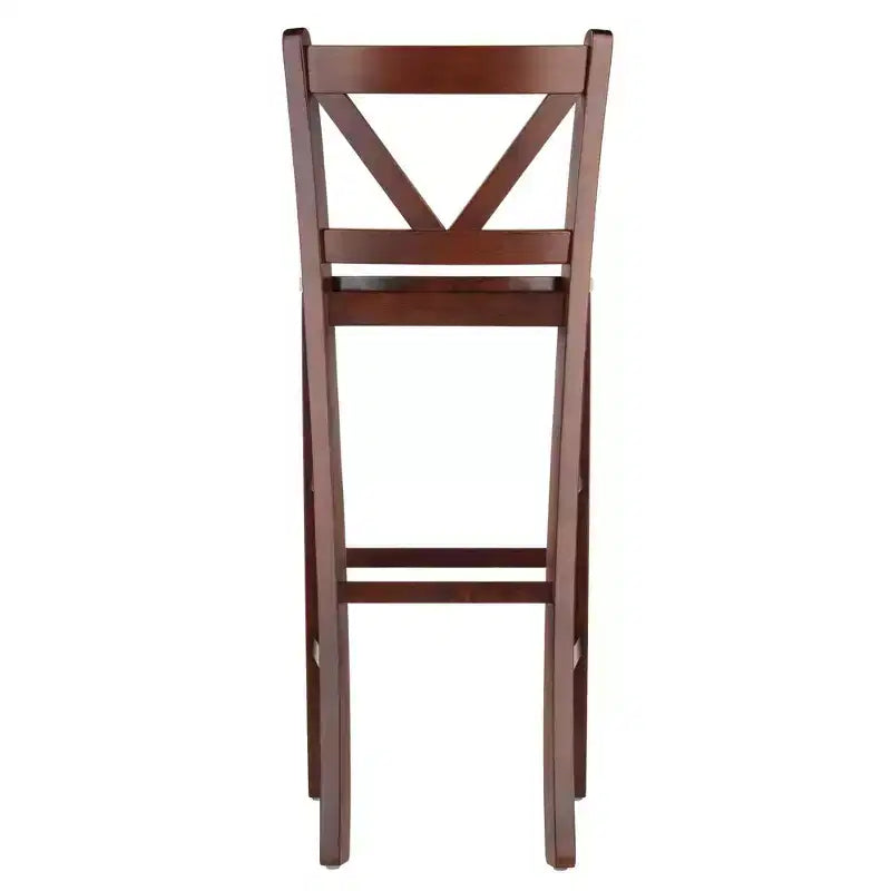 Victor V-Back Tabouret de bar 30 po bois/noyer, paquet de 2 : bois massif, dossier haut, non rembourré