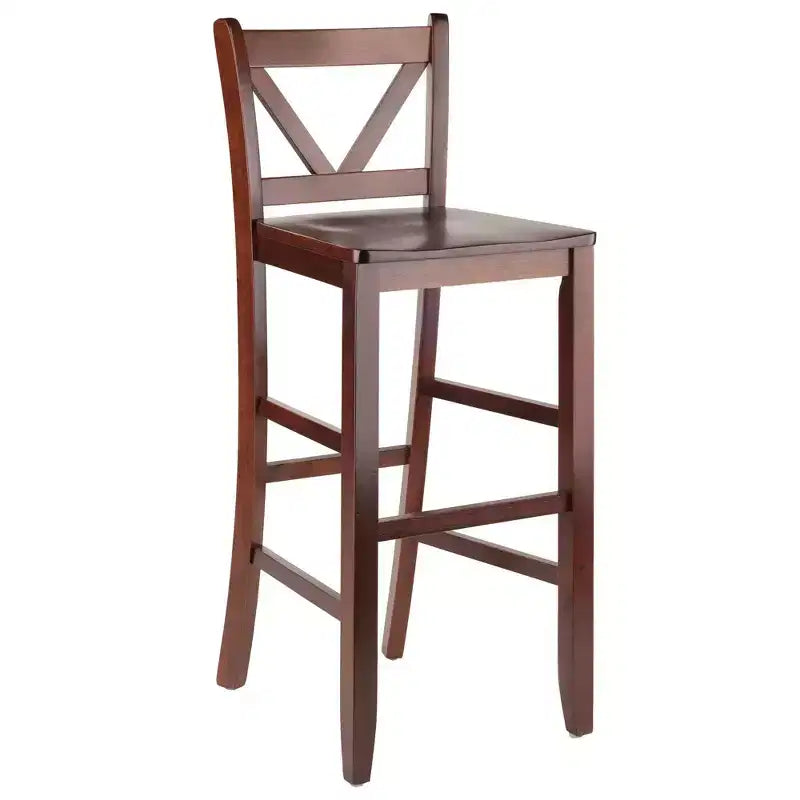 Victor V-Back Tabouret de bar 30 po bois/noyer, paquet de 2 : bois massif, dossier haut, non rembourré