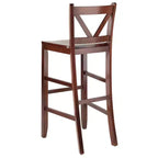 Victor V-Back Tabouret de bar 30 po bois/noyer, paquet de 2 : bois massif, dossier haut, non rembourré