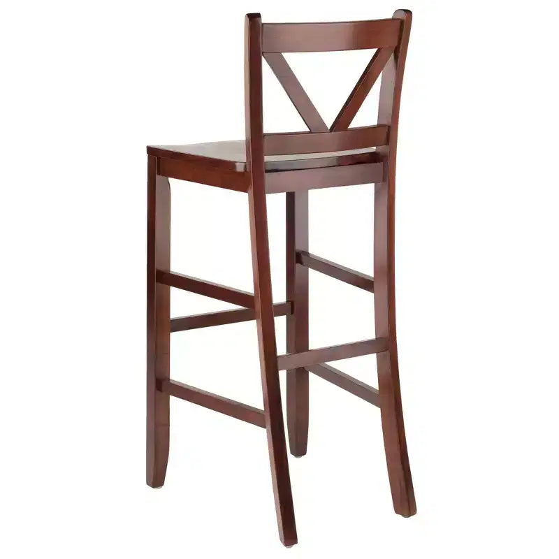 Victor V-Back Tabouret de bar 30 po bois/noyer, paquet de 2 : bois massif, dossier haut, non rembourré