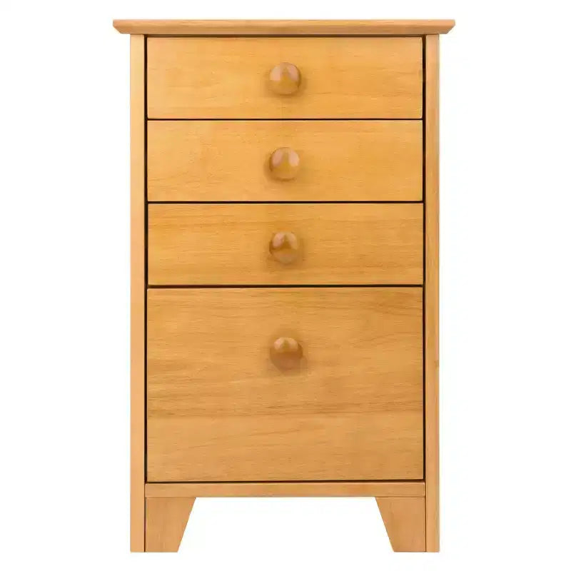 Meuble de classement de studio à 4 tiroirs brun miel : Rangement vertical, bureau à domicile, compatible avec les bureaux en L