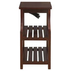 Table d'appoint Wasaki avec ports USB et étagères : 2 niveaux, rangement avec prise électrique