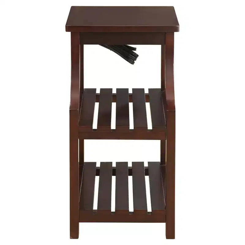 Table d'appoint Wasaki avec ports USB et étagères : 2 niveaux, rangement avec prise électrique