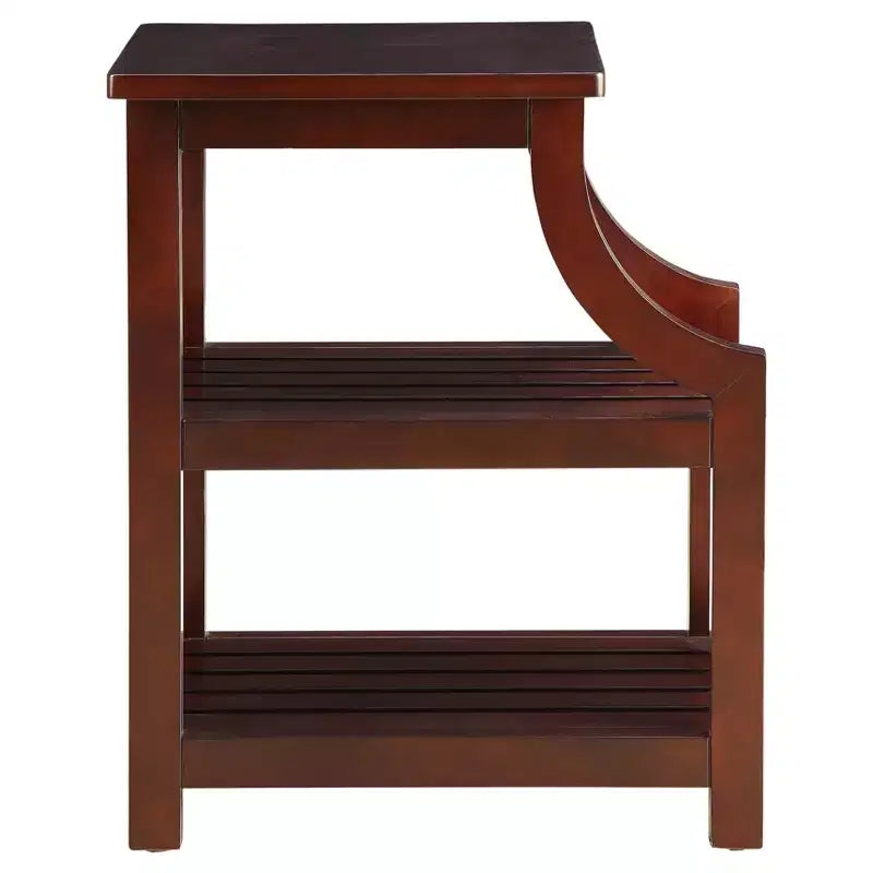 Table d'appoint Wasaki avec ports USB et étagères : 2 niveaux, rangement avec prise électrique