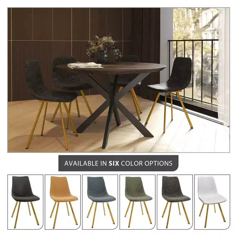Chaise de salle à manger Markley Modern en similicuir, lot de 2 avec pieds dorés, assise rembourrée, design élégant pour la cuisine, la salle à manger, le bureau ou le café