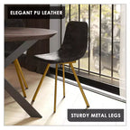 Chaise de salle à manger Markley Modern en similicuir, lot de 2 avec pieds dorés, assise rembourrée, design élégant pour la cuisine, la salle à manger, le bureau ou le café