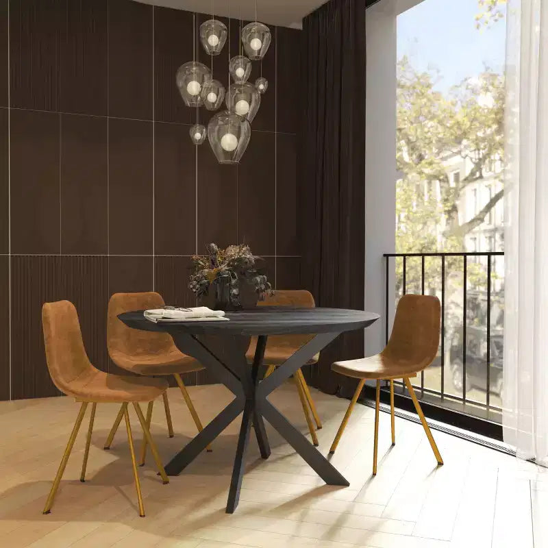 Chaise de salle à manger Markley Modern en similicuir, lot de 2 avec pieds dorés, assise rembourrée, design élégant pour la cuisine, la salle à manger, le bureau ou le café