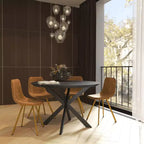 Chaise de salle à manger Markley Modern en similicuir, lot de 2 avec pieds dorés, assise rembourrée, design élégant pour la cuisine, la salle à manger, le bureau ou le café