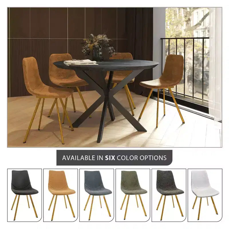 Chaise de salle à manger Markley Modern en similicuir, lot de 2 avec pieds dorés, assise rembourrée, design élégant pour la cuisine, la salle à manger, le bureau ou le café