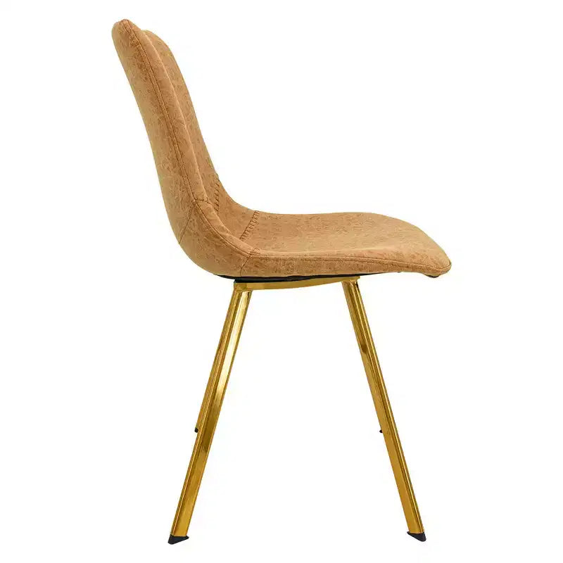 Chaise de salle à manger Markley Modern en similicuir, lot de 2 avec pieds dorés, assise rembourrée, design élégant pour la cuisine, la salle à manger, le bureau ou le café