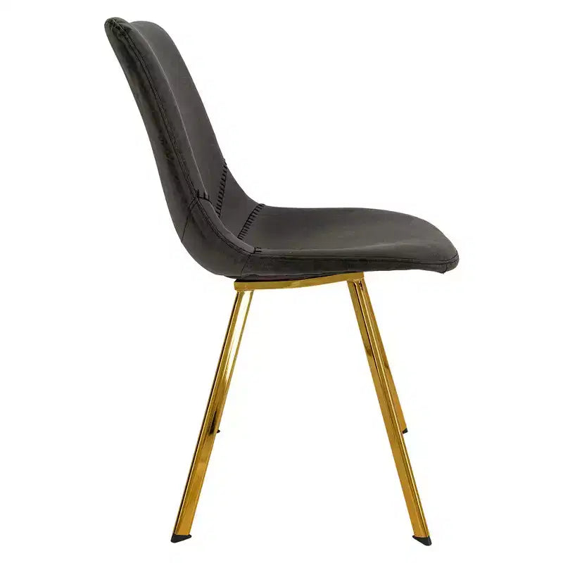 Chaise de salle à manger Markley Modern en similicuir, lot de 2 avec pieds dorés, assise rembourrée, design élégant pour la cuisine, la salle à manger, le bureau ou le café