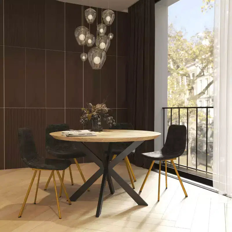 Chaise de salle à manger Markley Modern en similicuir, lot de 2 avec pieds dorés, assise rembourrée, design élégant pour la cuisine, la salle à manger, le bureau ou le café