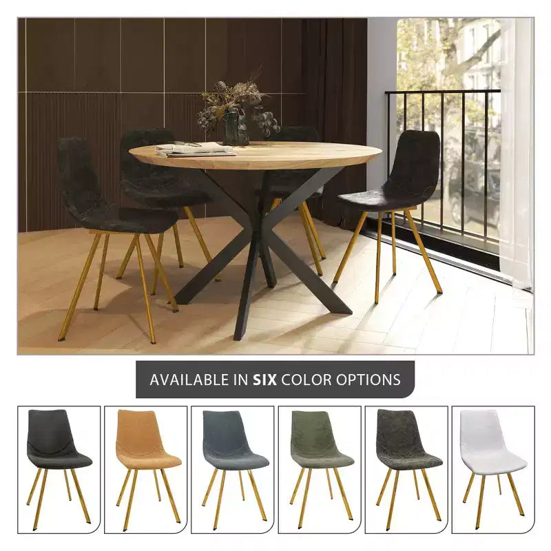 Chaise de salle à manger Markley Modern en similicuir, lot de 2 avec pieds dorés, assise rembourrée, design élégant pour la cuisine, la salle à manger, le bureau ou le café