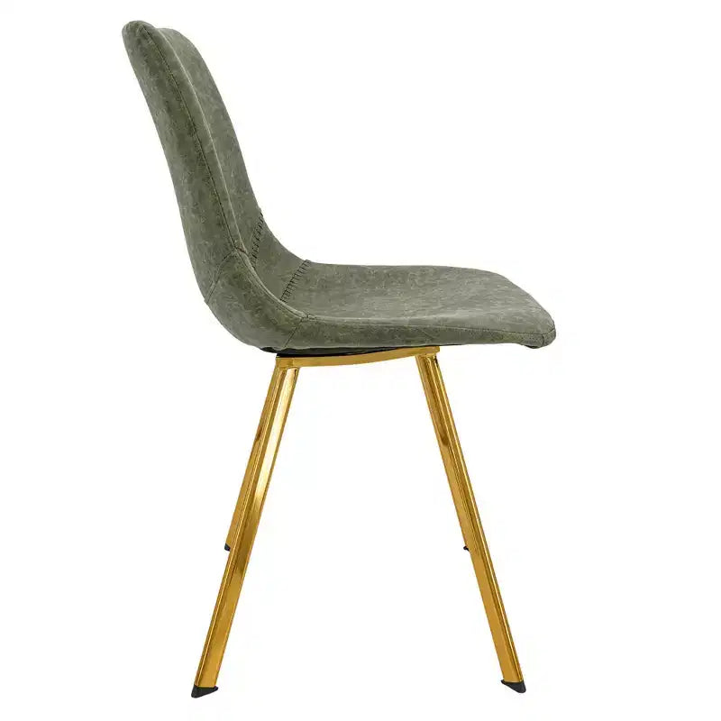 Chaise de salle à manger Markley Modern en similicuir, lot de 2 avec pieds dorés, assise rembourrée, design élégant pour la cuisine, la salle à manger, le bureau ou le café