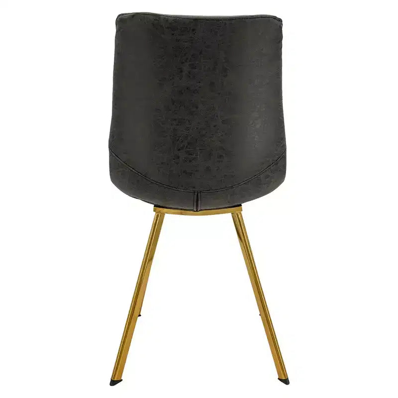 Chaise de salle à manger Markley Modern en similicuir, lot de 2 avec pieds dorés, assise rembourrée, design élégant pour la cuisine, la salle à manger, le bureau ou le café