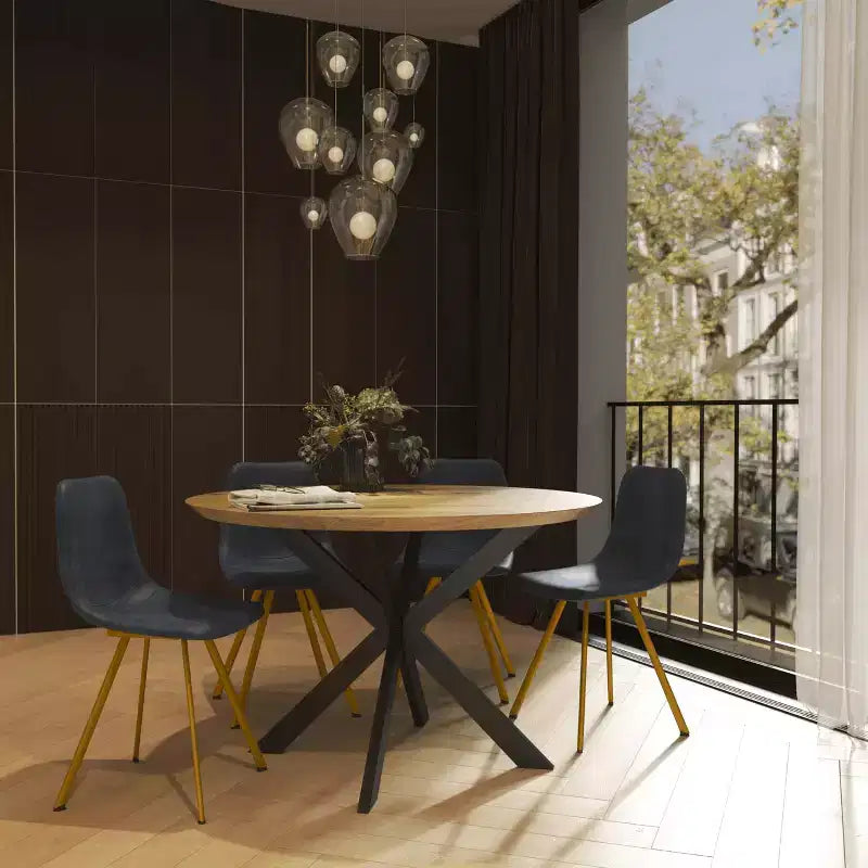 Chaise de salle à manger Markley Modern en similicuir, lot de 2 avec pieds dorés, assise rembourrée, design élégant pour la cuisine, la salle à manger, le bureau ou le café