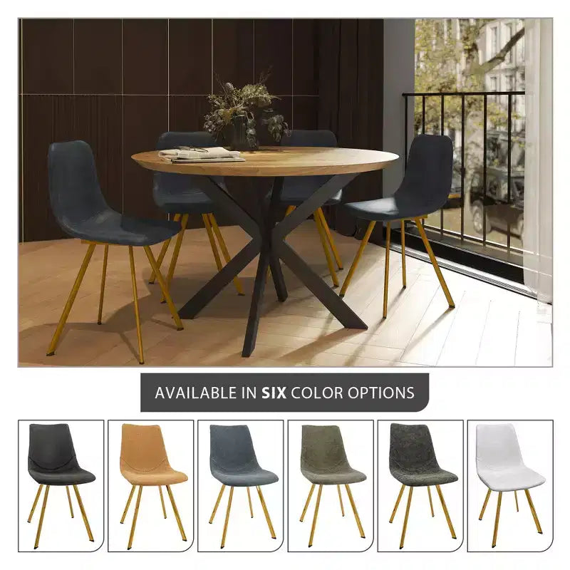 Chaise de salle à manger Markley Modern en similicuir, lot de 2 avec pieds dorés, assise rembourrée, design élégant pour la cuisine, la salle à manger, le bureau ou le café