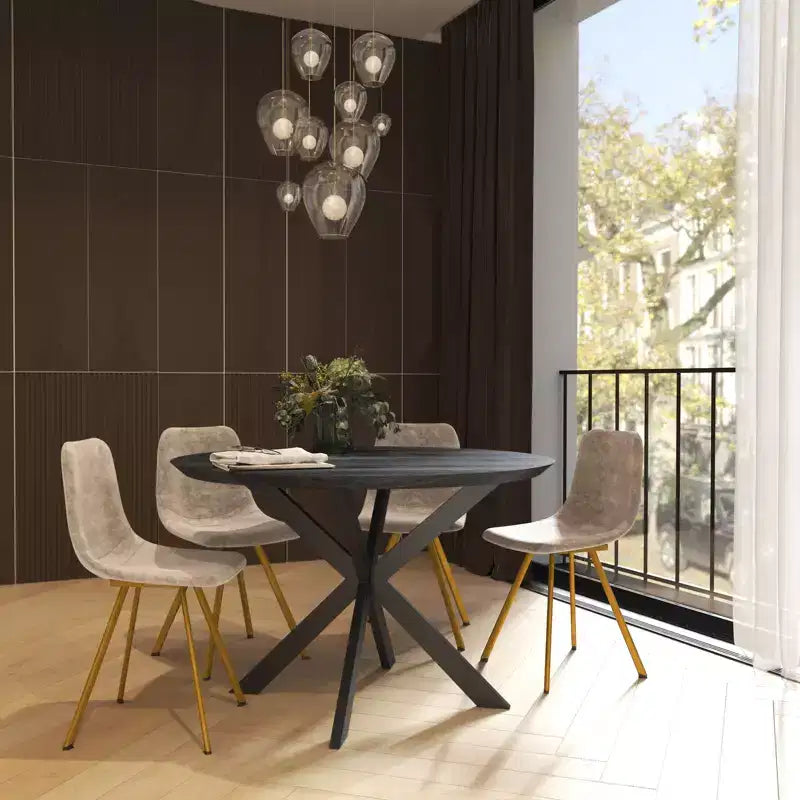 Chaise de salle à manger Markley Modern en similicuir, lot de 2 avec pieds dorés, assise rembourrée, design élégant pour la cuisine, la salle à manger, le bureau ou le café