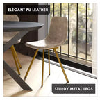 Chaise de salle à manger Markley Modern en similicuir, lot de 2 avec pieds dorés, assise rembourrée, design élégant pour la cuisine, la salle à manger, le bureau ou le café