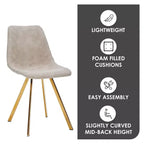 Chaise de salle à manger Markley Modern en similicuir, lot de 2 avec pieds dorés, assise rembourrée, design élégant pour la cuisine, la salle à manger, le bureau ou le café