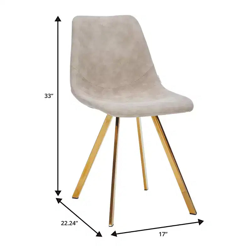 Chaise de salle à manger Markley Modern en similicuir, lot de 2 avec pieds dorés, assise rembourrée, design élégant pour la cuisine, la salle à manger, le bureau ou le café