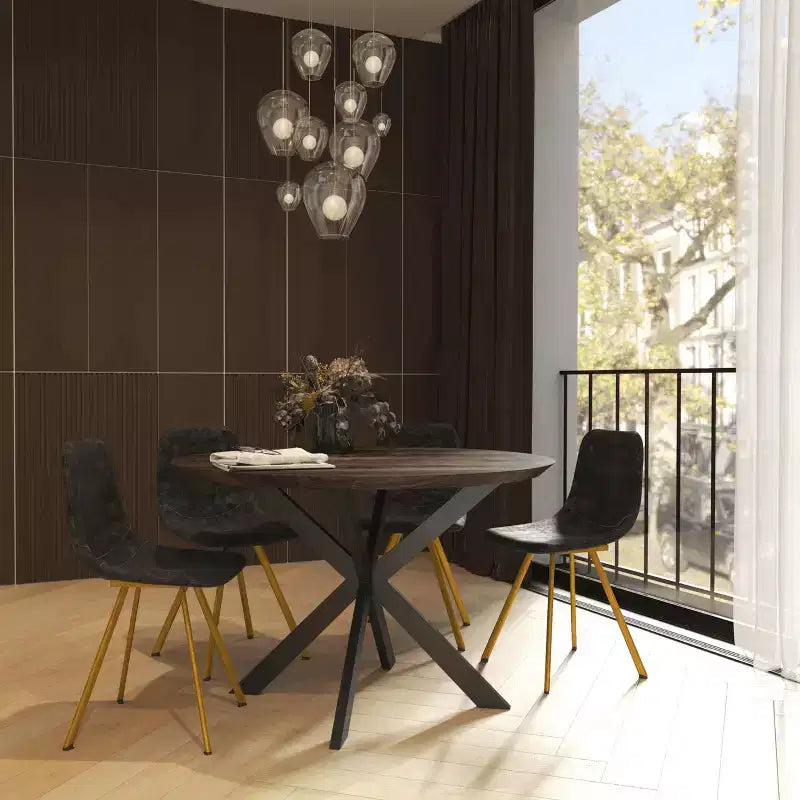 Chaise de salle à manger Markley Modern en similicuir, lot de 2 avec pieds dorés, assise rembourrée, design élégant pour la cuisine, la salle à manger, le bureau ou le café