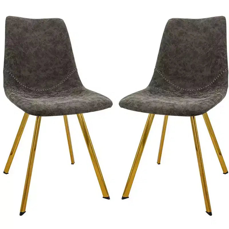 Chaise de salle à manger Markley Modern en similicuir, lot de 2 avec pieds dorés, assise rembourrée, design élégant pour la cuisine, la salle à manger, le bureau ou le café