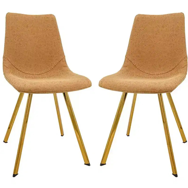 Chaise de salle à manger Markley Modern en similicuir, lot de 2 avec pieds dorés, assise rembourrée, design élégant pour la cuisine, la salle à manger, le bureau ou le café