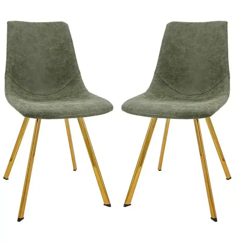 Chaise de salle à manger Markley Modern en similicuir, lot de 2 avec pieds dorés, assise rembourrée, design élégant pour la cuisine, la salle à manger, le bureau ou le café