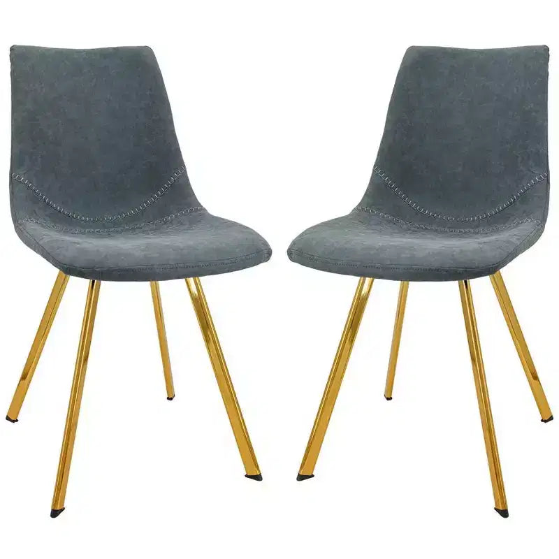 Chaise de salle à manger Markley Modern en similicuir, lot de 2 avec pieds dorés, assise rembourrée, design élégant pour la cuisine, la salle à manger, le bureau ou le café