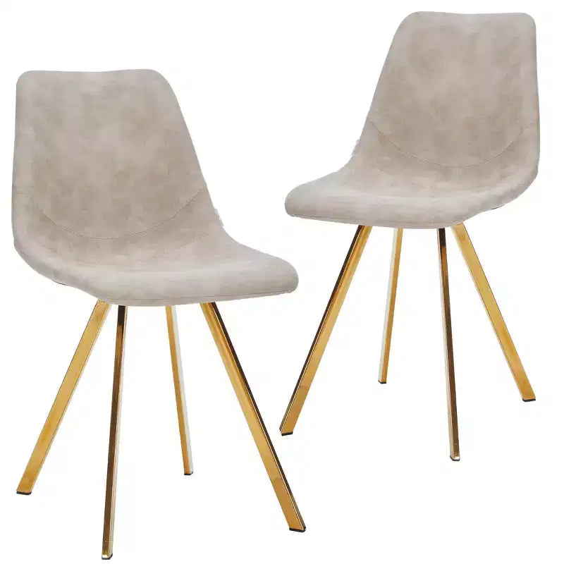 Chaise de salle à manger Markley Modern en similicuir, lot de 2 avec pieds dorés, assise rembourrée, design élégant pour la cuisine, la salle à manger, le bureau ou le café
